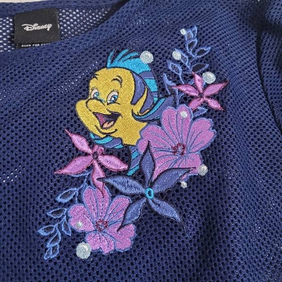 Disney Little Mermaid Flounder Navy Mesh Tee W/Cami Women's Size Small - Picture 9 of 11